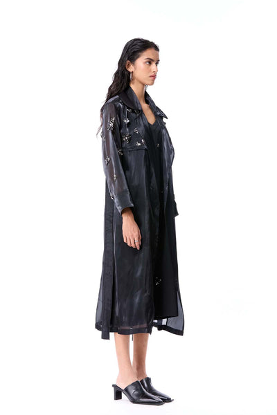 Kanika Goyal Label Orlune Trench Coat Black indian designer wear online shopping melange singapore