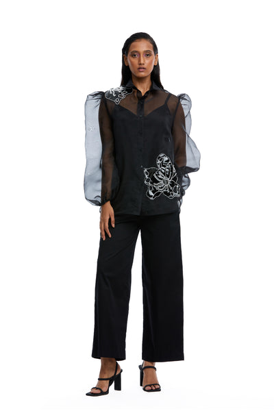 Kanika Goyal Label Solid Ankle Length Pants Black indian designer wear online shopping melange singapore