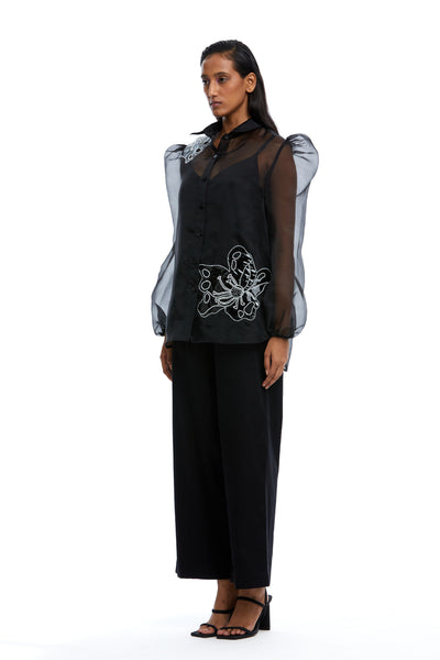 Kanika Goyal Label Solid Ankle Length Pants Black indian designer wear online shopping melange singapore