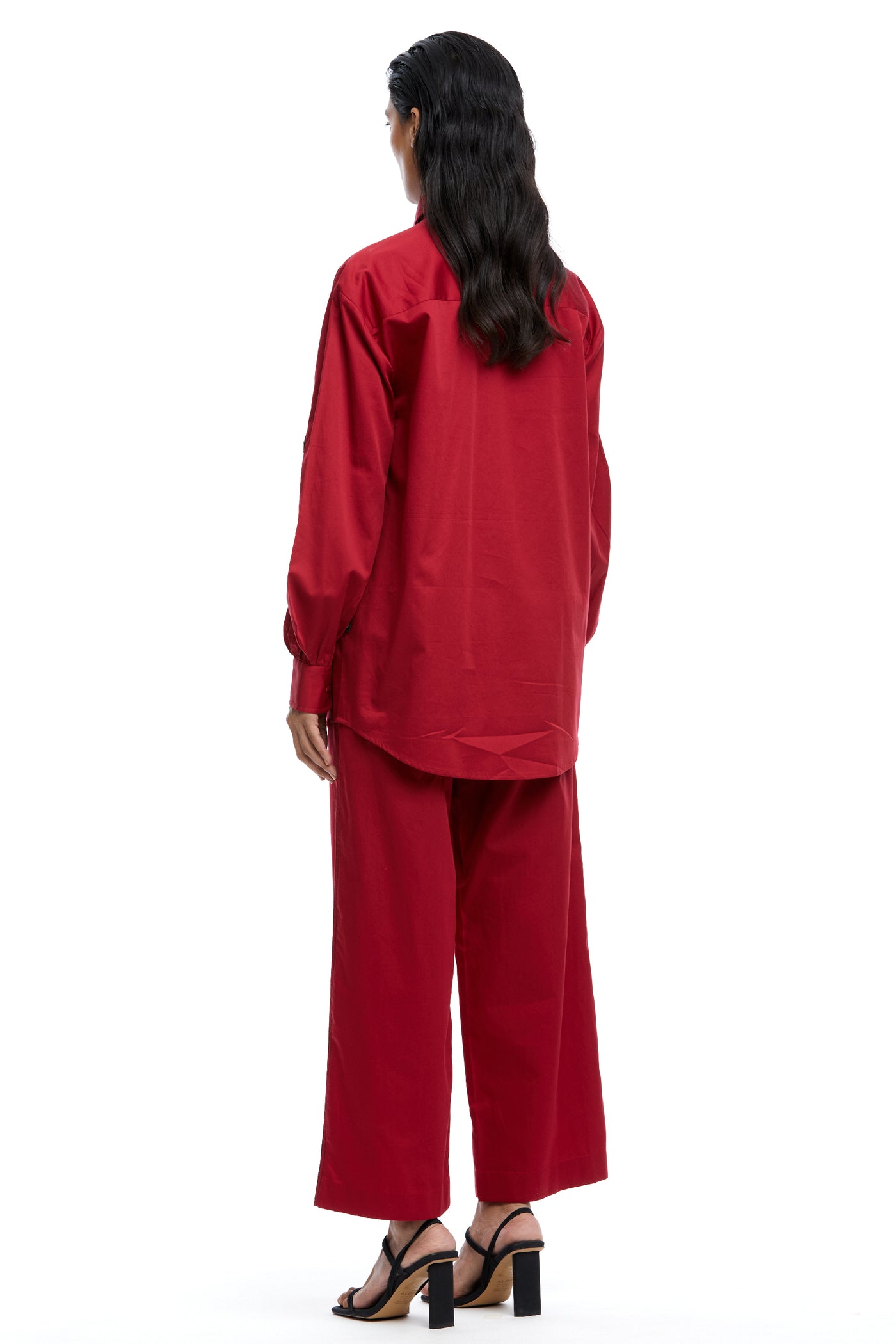 Kanika Goyal Label Solid Ankle Length Pants Red indian designer wear online shopping melange singapore