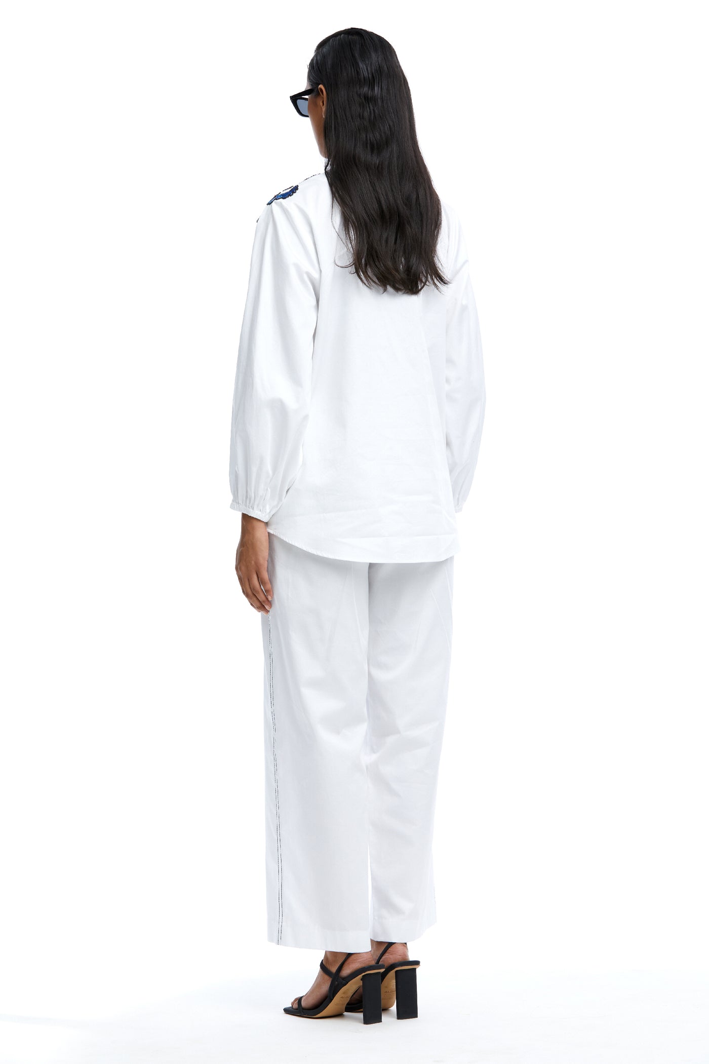 Kanika Goyal Label Solid Ankle Length Pants White indian designer wear online shopping melange singapore