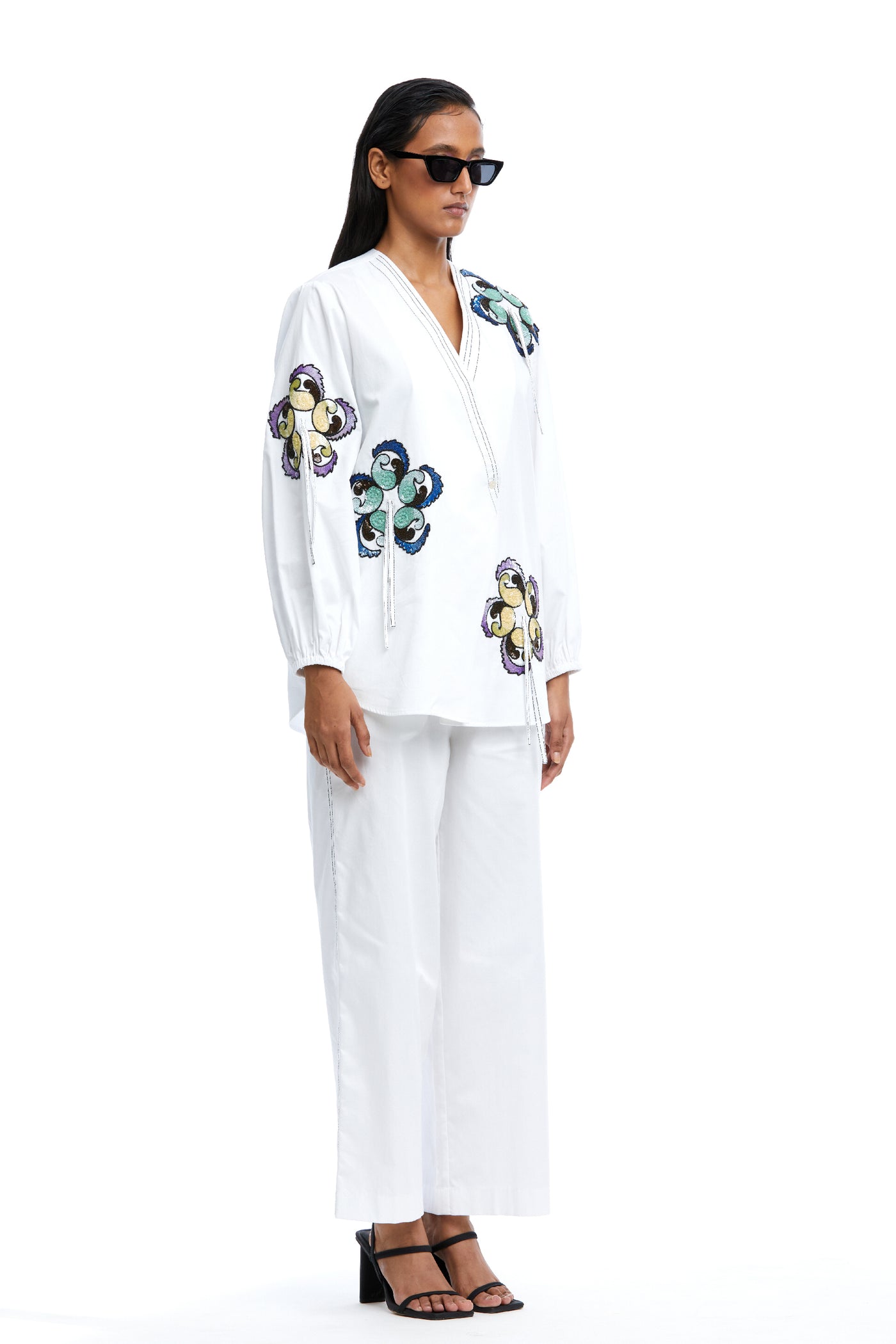 Kanika Goyal Label Solid Ankle Length Pants White indian designer wear online shopping melange singapore