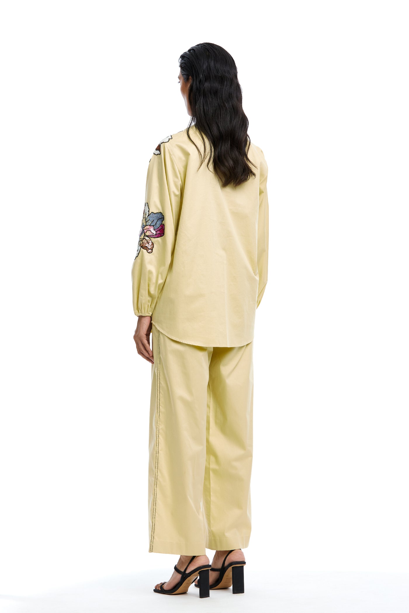 Kanika Goyal Label Solid Ankle Length Pants Yellow indian designer wear online shopping melange singapore