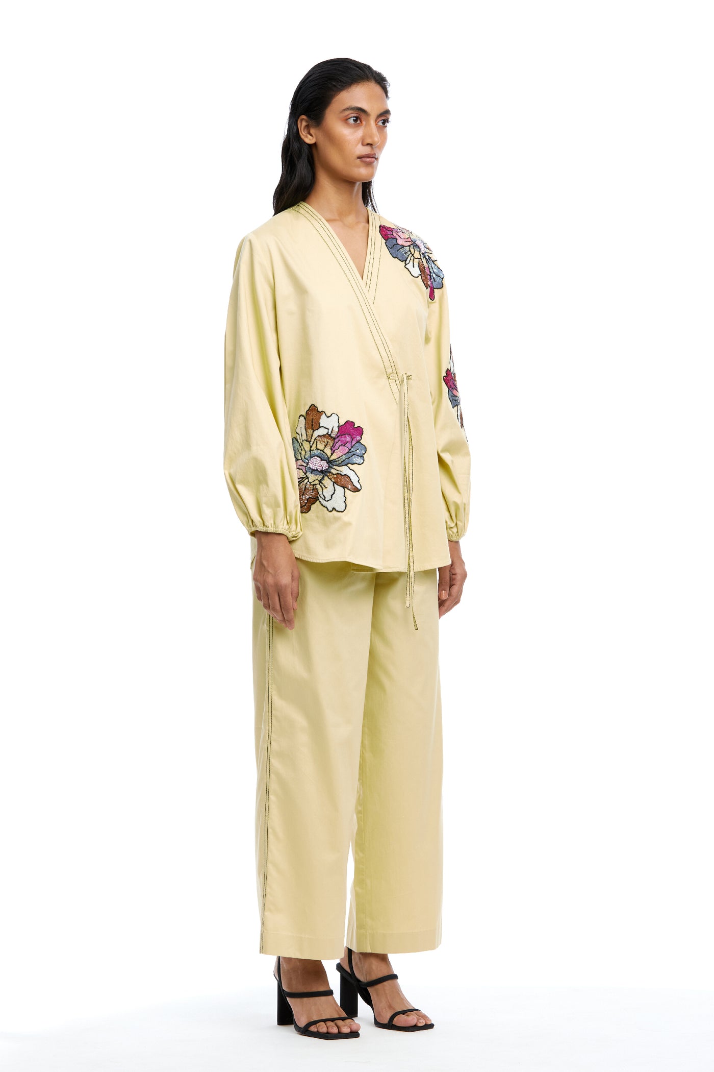 Kanika Goyal Label Solid Ankle Length Pants Yellow indian designer wear online shopping melange singapore