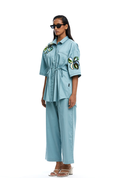 Kanika Goyal Label Talia Ruched Embellished Shirt indian designer wear online shopping melange singapore