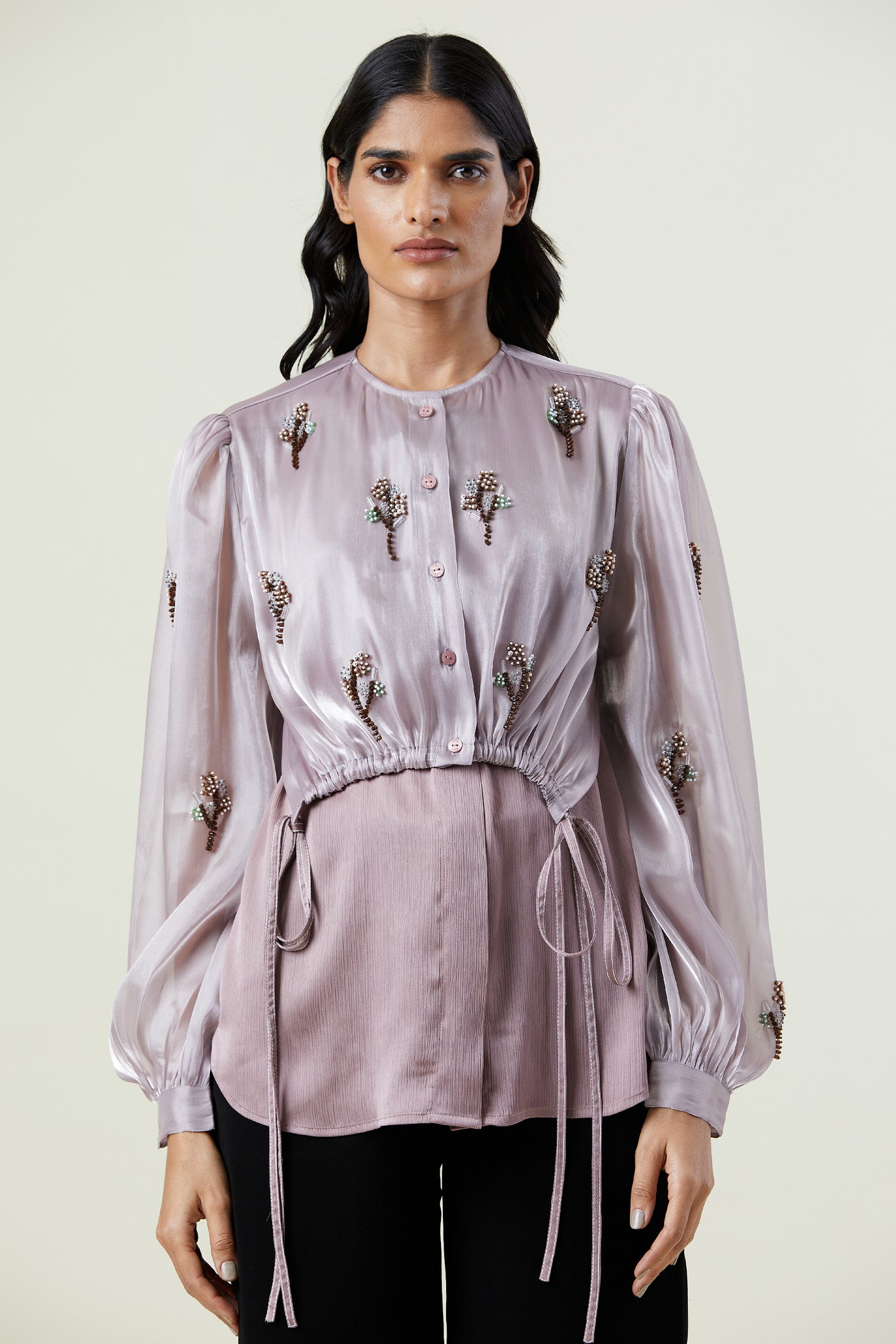 Kanika Goyal Label Tilia Embellished Overlay Shirt Dusty Pink indian designer wear online shopping melange singapore