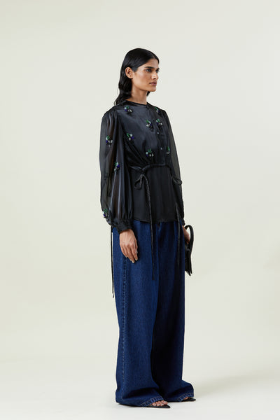 Kanika Goyal Label Tilia Embellished Overlay Shirt indian designer wear online shopping melange singapore