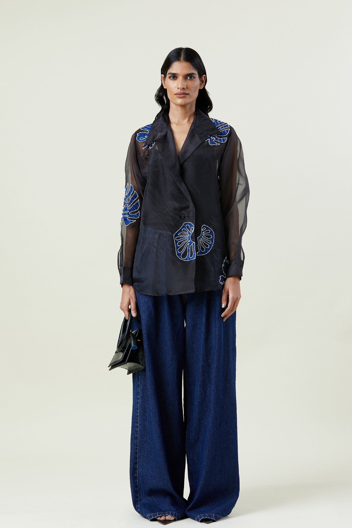 Kanika Goyal Label Tropical Odyssey Hand-beaded Appliquè Shirt indian designer wear online shopping melange singapore