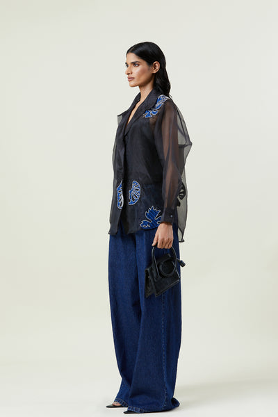 Kanika Goyal Label Tropical Odyssey Hand-beaded Appliquè Shirt indian designer wear online shopping melange singapore