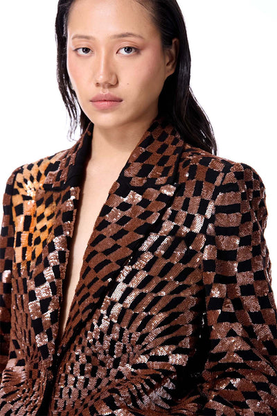 Kanika Goyal Label Warped Matter Embellished Blazer indian designer wear online shopping melange singapore 