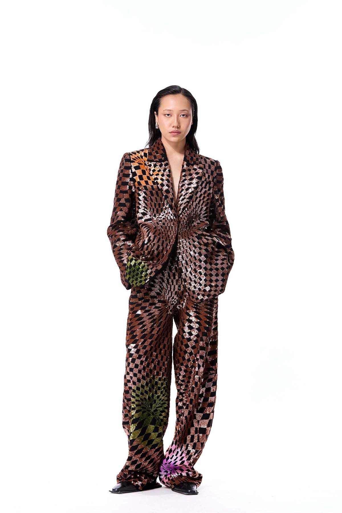 Kanika Goyal Label Warped Matter Embellished Pants indian designer wear online shopping melange singapore 