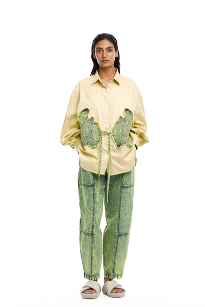 Kanika Goyal Label Algae Barrel Denim Green indian designer wear online shopping melange singapore