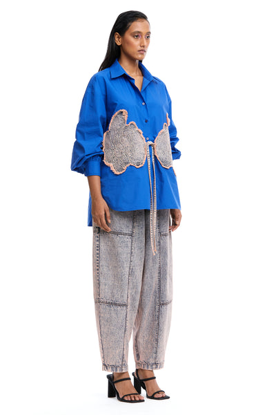 Kanika Goyal Label Algae Barrel Denim Grey indian designer wear online shopping melange singapore