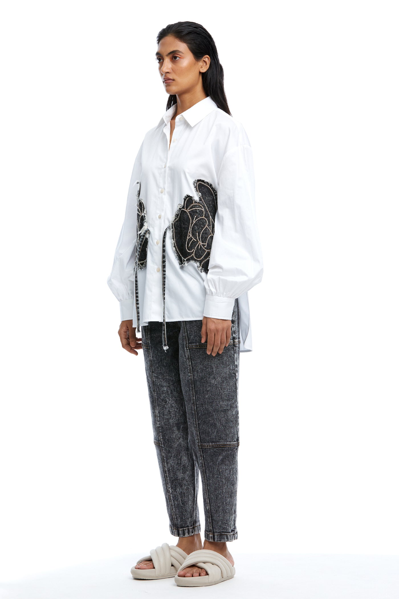 Kanika Goyal Label Algae Barrel Denim Pants indian designer wear online shopping melange singapore