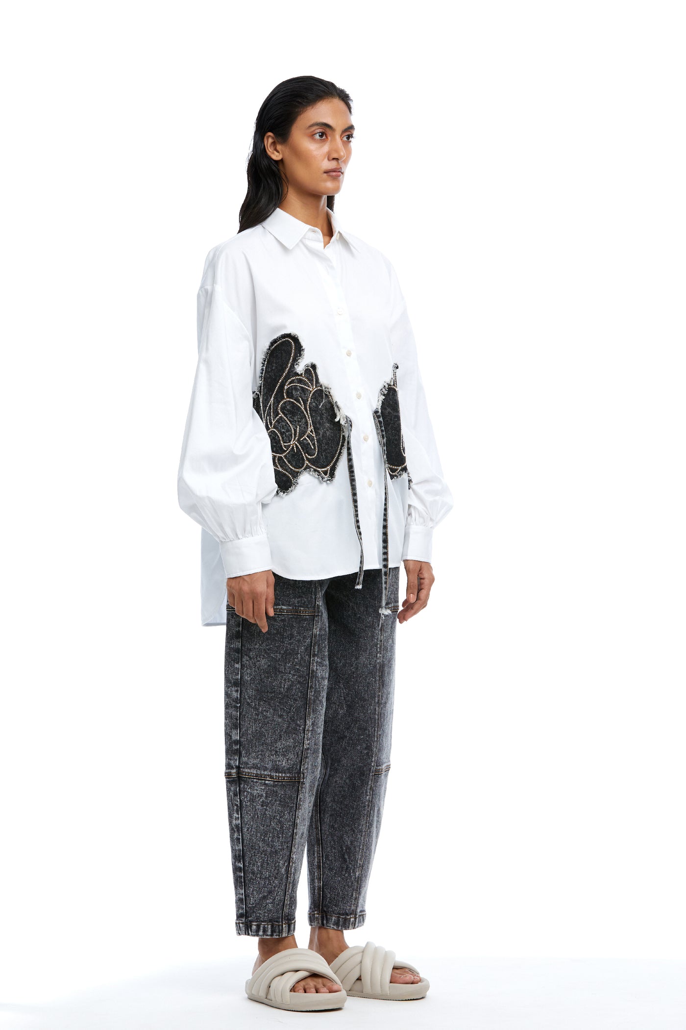 Kanika Goyal Label Algae Barrel Denim Pants indian designer wear online shopping melange singapore