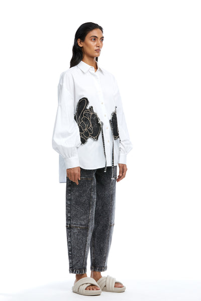 Kanika Goyal Label Algae Barrel Denim Pants indian designer wear online shopping melange singapore