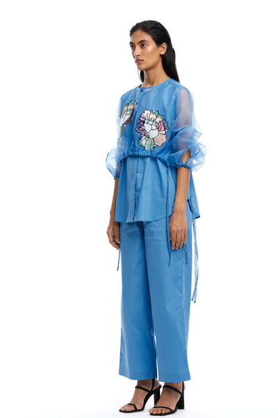 Kanika Goyal Label Aster Hand Embellished Organza Shirt indian designer wear online shopping melange singapore
