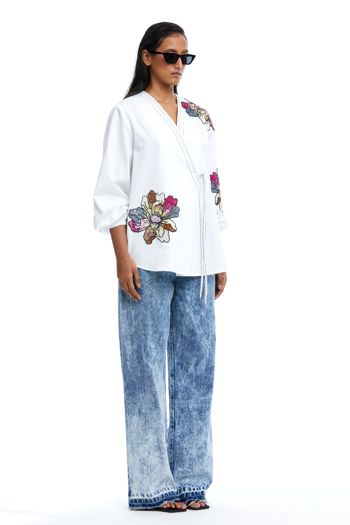 Kanika Goyal Label Ayla Embellished Wrap Shirt indian designer wear online shopping melange singapore