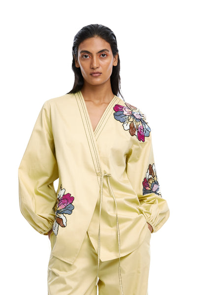 Kanika Goyal Label Ayla Hand Embellished Wrap Shirt indian designer wear online shopping melange singapore
