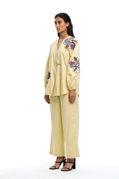 Kanika Goyal Label Ayla Hand Embellished Wrap Shirt indian designer wear online shopping melange singapore