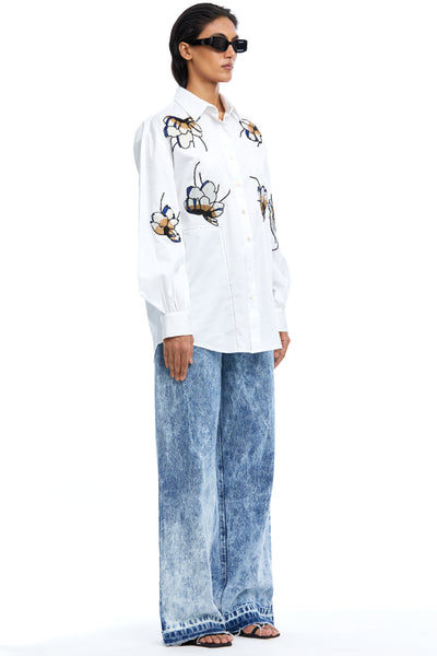 Kanika Goyal Label Clover Scatter Hand Embellished Shirt indian designer wear online shopping melange singapore