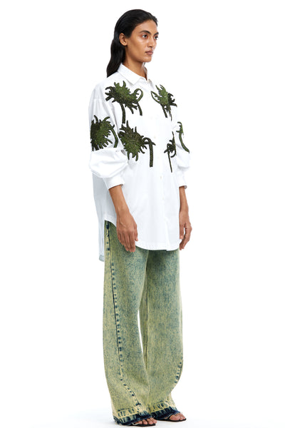 Kanika Goyal Label Fiery Bloom Hand Embellished Shirt indian designer wear online shopping melange singapore