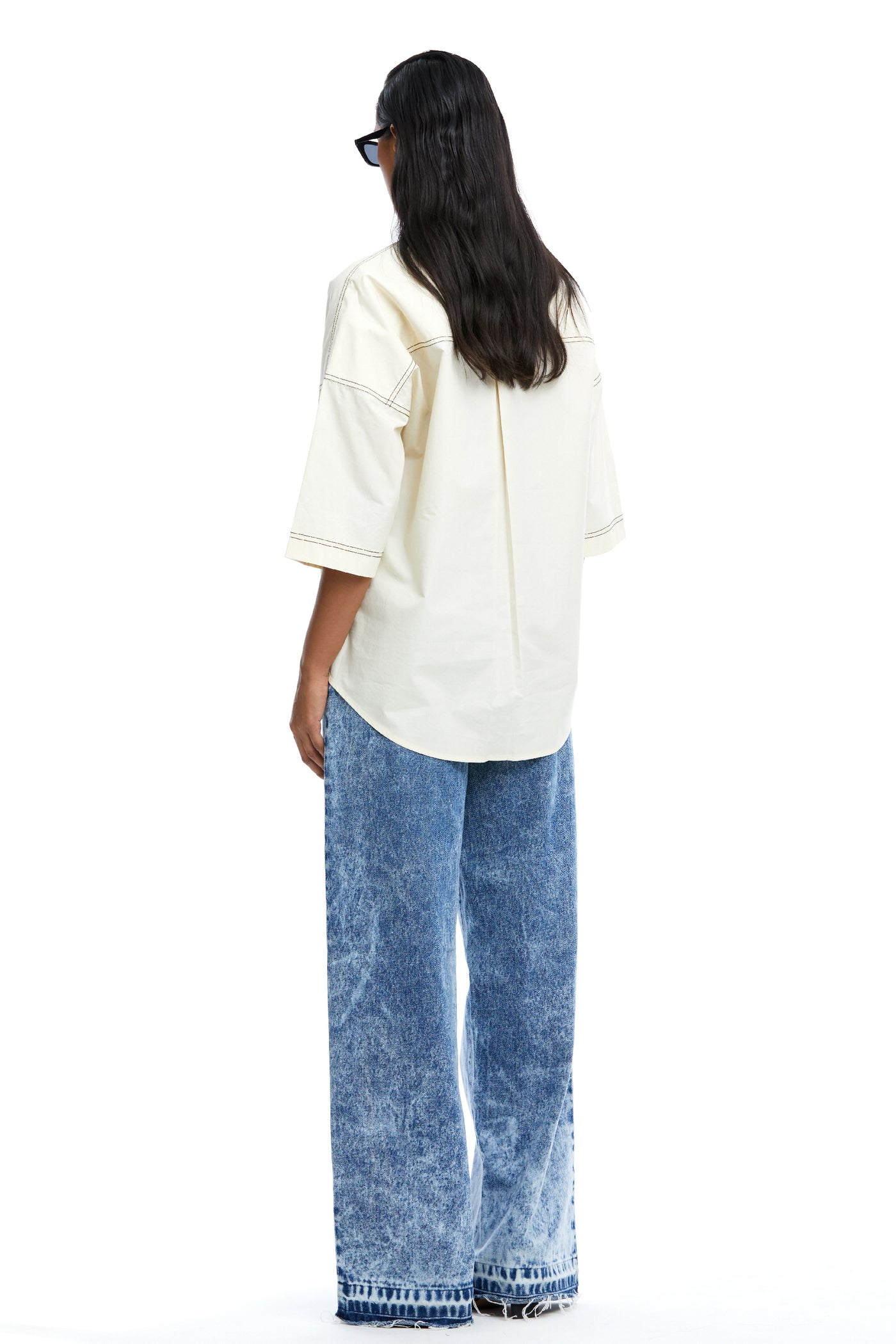 Kanika Goyal Label Iris Embellished Ruched Pocket Shirt Off White indian designer wear online shopping melange singapore
