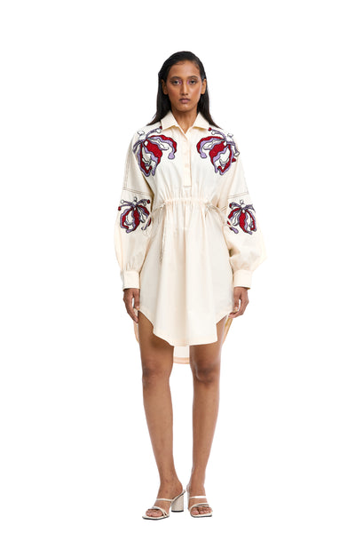 Kanika Goyal Label Iris Hand Embellished Shirt Dress indian designer wear online shopping melange singapore