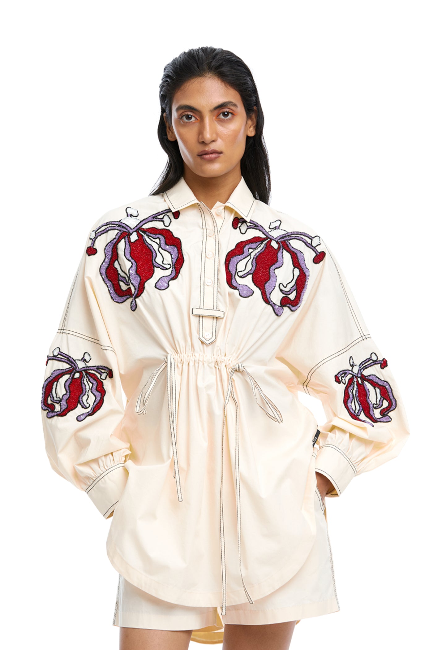 Kanika Goyal Label Iris Hand Embellished Shirt indian designer wear online shopping melange singapore