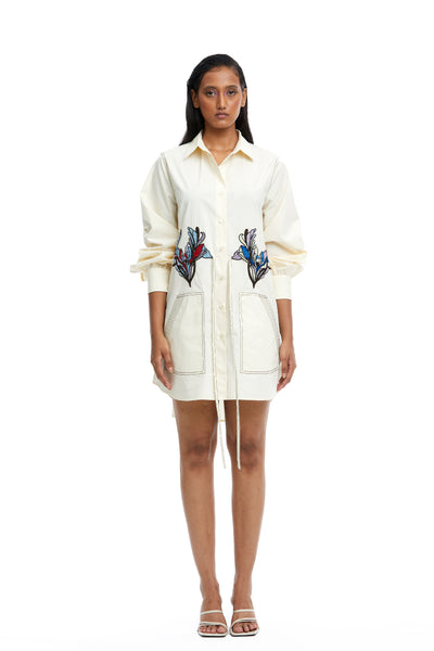 Kanika Goyal Label Maia Hand Embellished Shirt Dress indian designer wear online shopping melange singapore