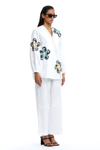 Kanika Goyal Label Nova Embellished Wrap Shirt indian designer wear online shopping melange singapore