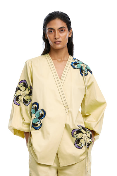 Kanika Goyal Label Nova Hand Embellished Wrap Shirt indian designer wear online shopping melange singapore