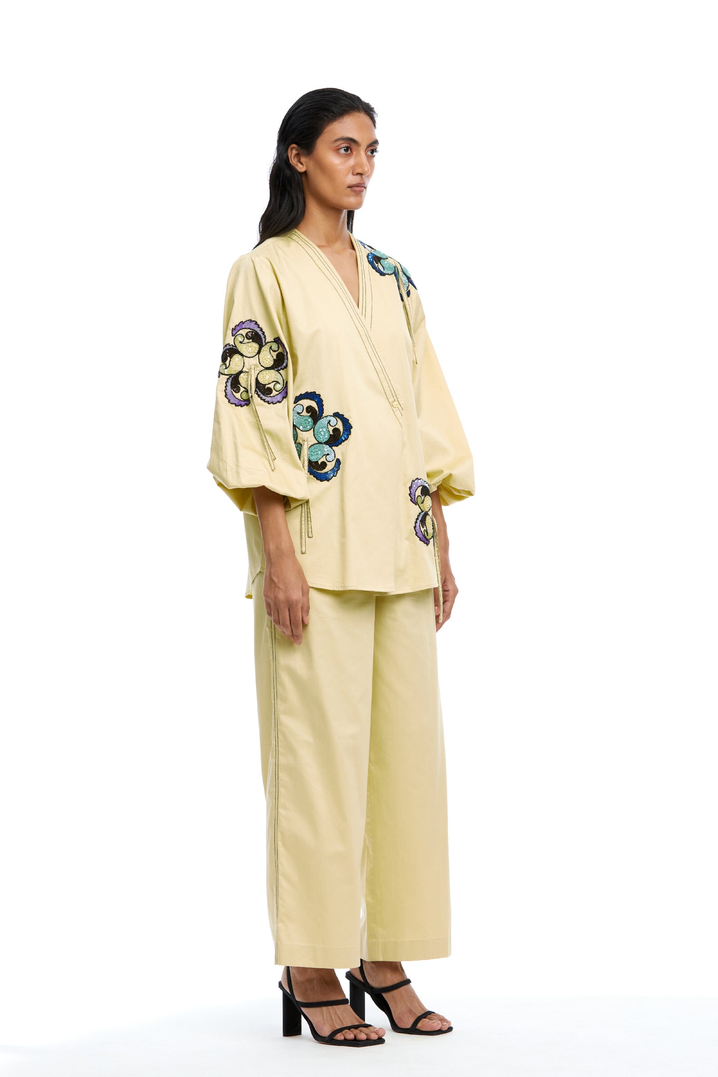 Kanika Goyal Label Nova Hand Embellished Wrap Shirt indian designer wear online shopping melange singapore