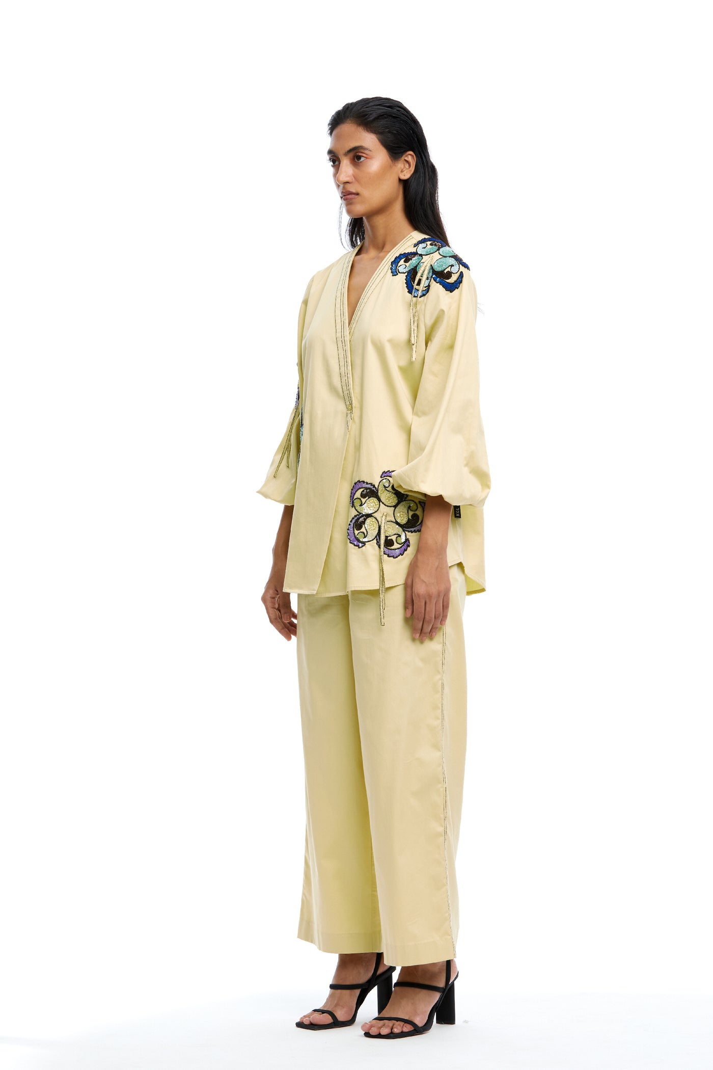 Kanika Goyal Label Nova Hand Embellished Wrap Shirt indian designer wear online shopping melange singapore