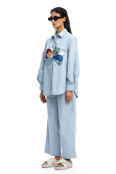 Kanika Goyal Label Peonies Hand Embellished Shirt indian designer wear online shopping melange singapore
