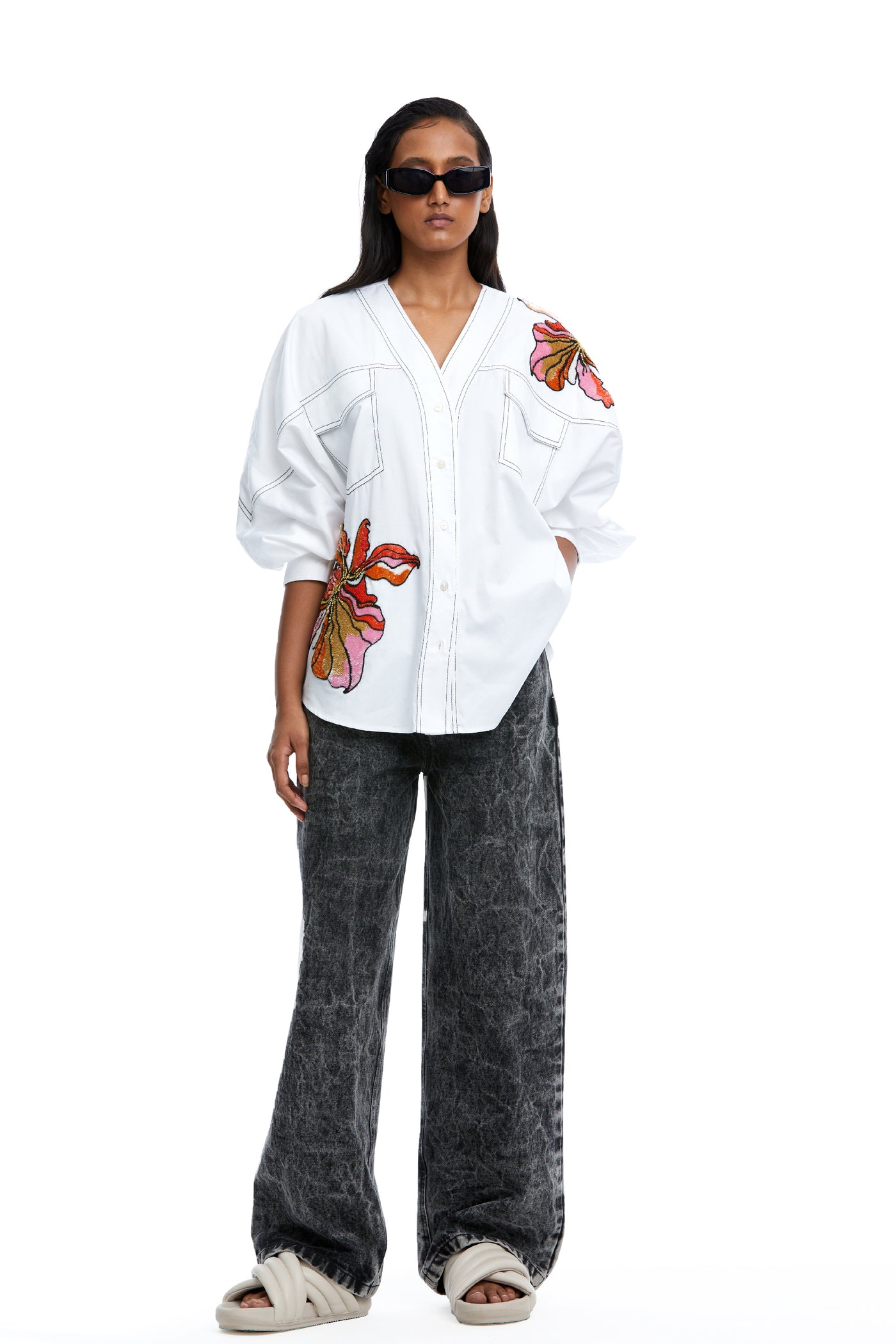 Kanika Goyal Label Renee Hand Embellished Shirt indian designer wear online shopping melange singapore