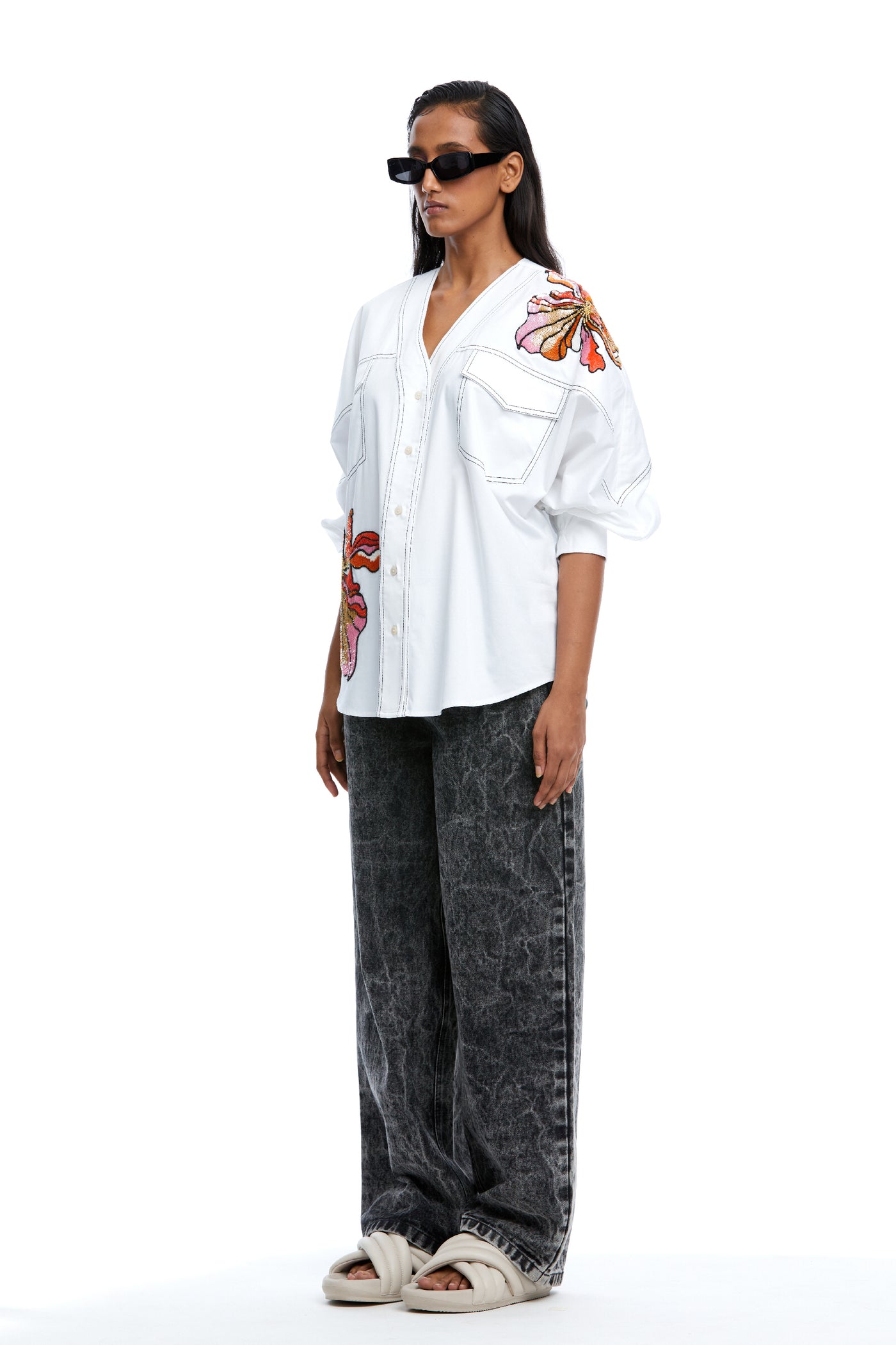 Kanika Goyal Label Renee Hand Embellished Shirt indian designer wear online shopping melange singapore