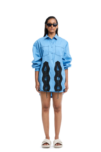 Kanika Goyal Label Sneaks Cord Tie up Shirt indian designer wear online shopping melange singapore