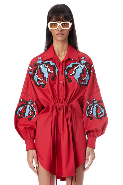 Kanika Goyal Label Iris Hand Embellished Shirt Dress indian designer wear online shopping melange singapore