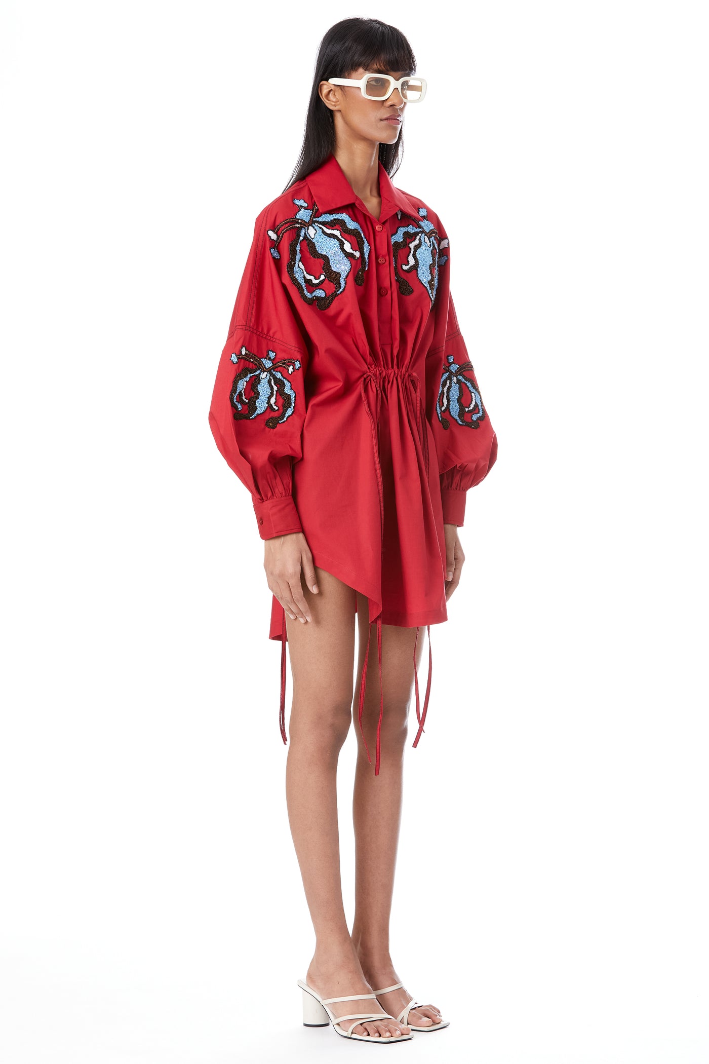 Kanika Goyal Label Iris Hand Embellished Shirt Dress indian designer wear online shopping melange singapore