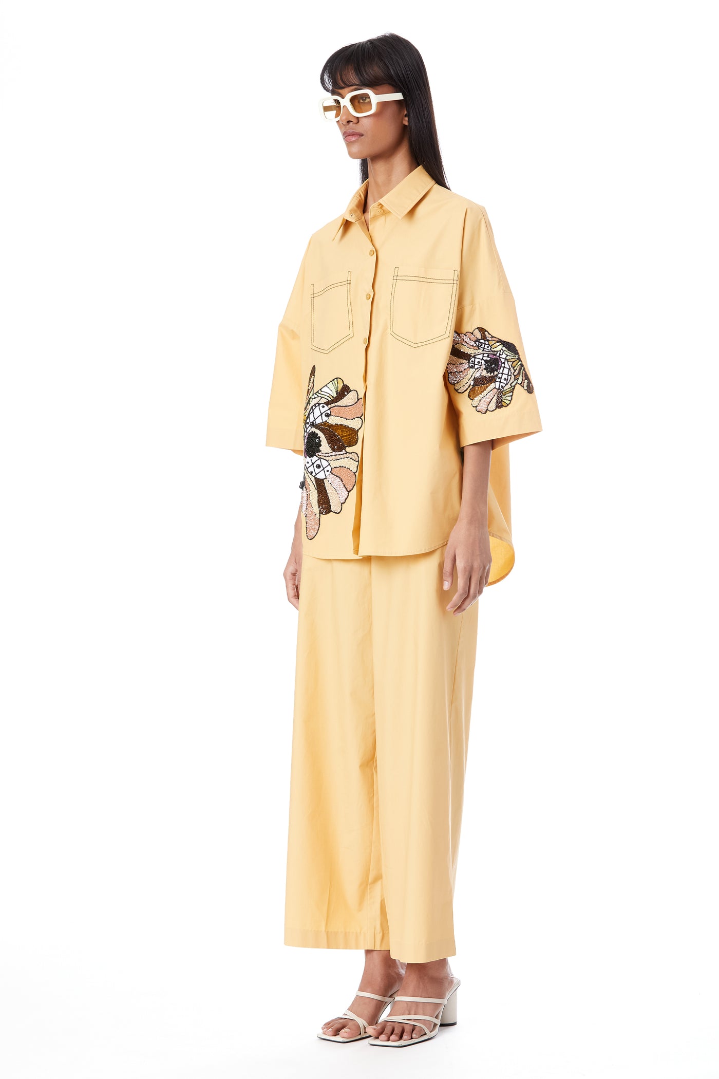 Kanika Goyal Label Poppies Summer Hand Embellished Shirt indian designer wear online shopping melange singapore