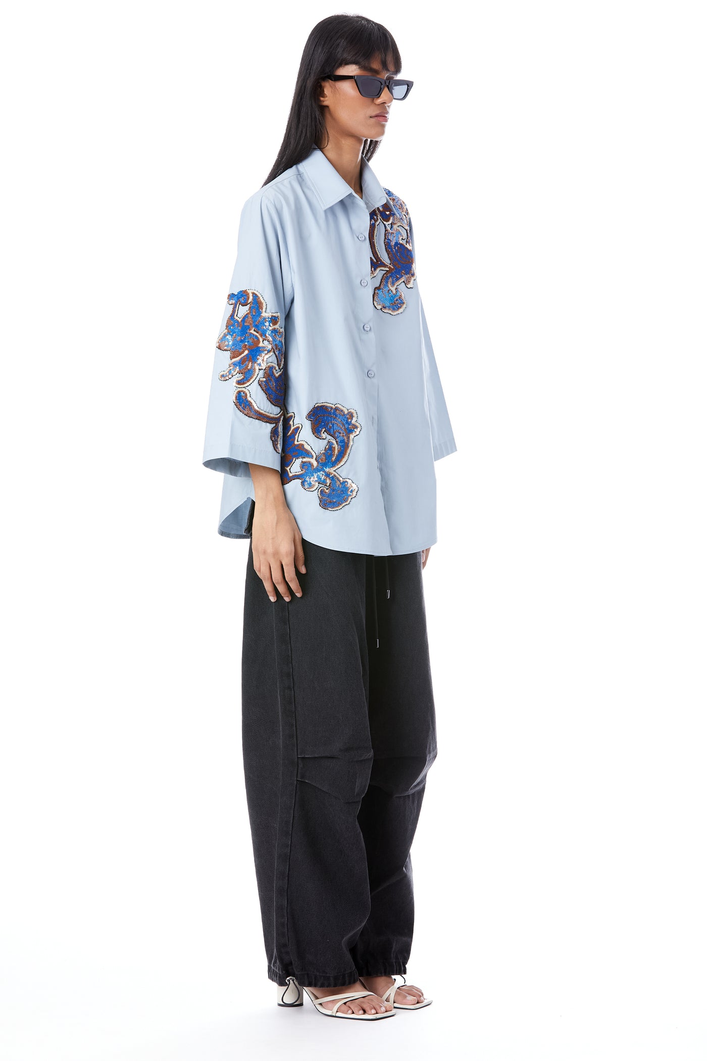 Kanika Goyal Label Renaissance Hand Embellished Shirt indian designer wear online shopping melange singapore