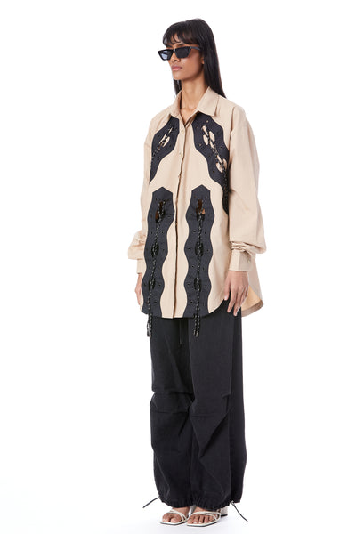 Kanika Goyal Label Sneaks Cord Tie Up Shirt indian designer wear online shopping melange singapore