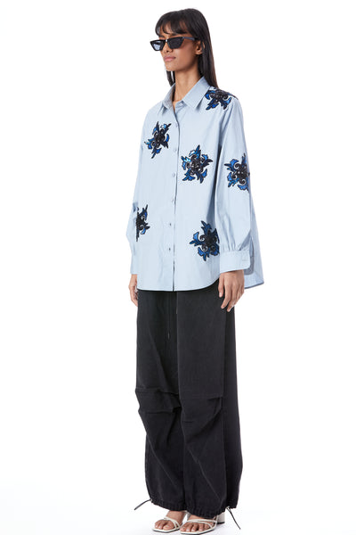 Kanika Goyal Label Sun Spiral Scatter Hand Embellished Shirt indian designer wear online shopping melange singapore