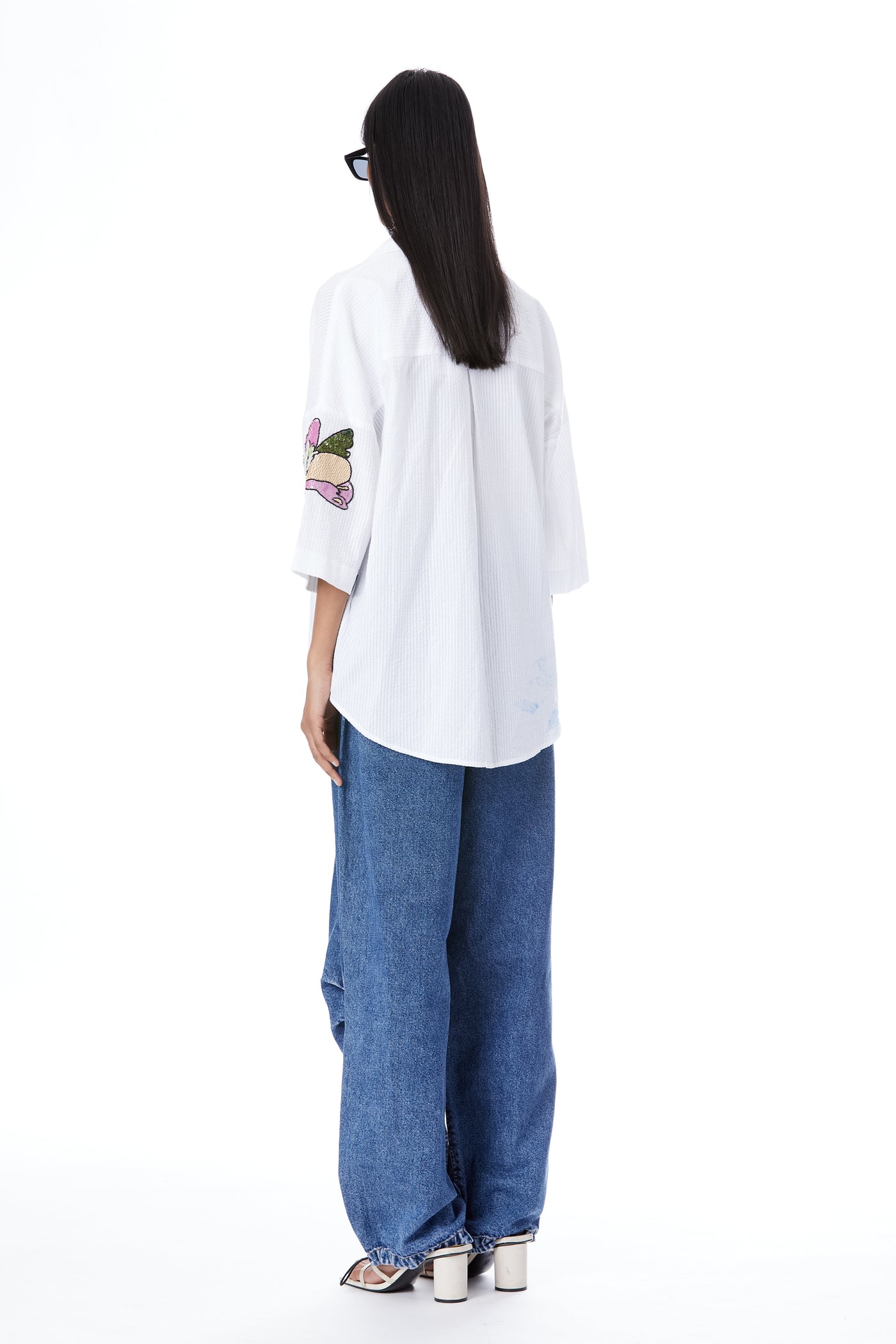 Kanika Goyal Label Twin Peonies Hand Embellished Shirt indian designer wear online shopping melange singapore