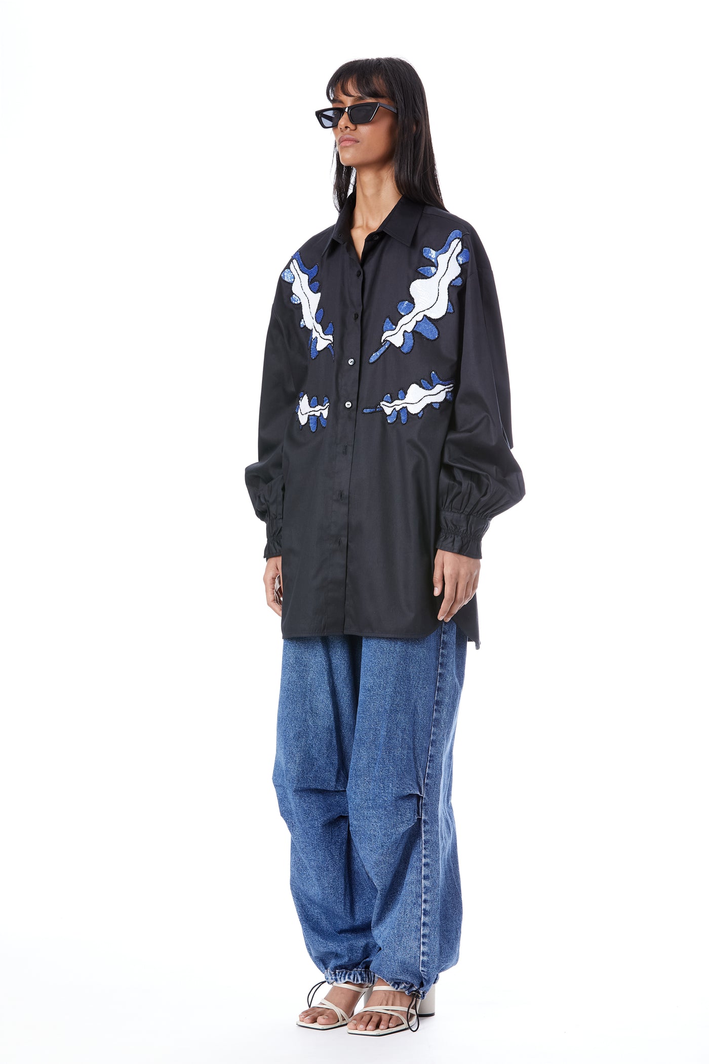 Kanika Goyal Label Willow Hand Embellished Shirt indian designer wear online shopping melange singapore