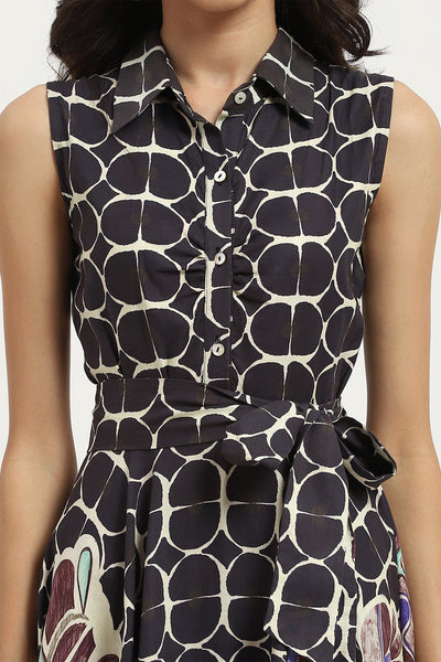 Label Ritu Kumar Black Cyra Shirt Dress indian designer wear online shopping melange singapore