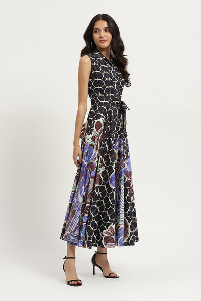 Label Ritu Kumar Black Cyra Shirt Dress indian designer wear online shopping melange singapore
