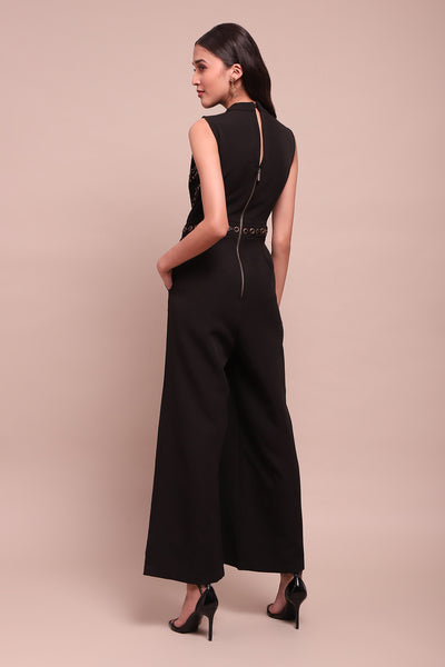 Label Ritu Kumar Black Paulina Jumpsuit indian designer wear online shopping melange singapore