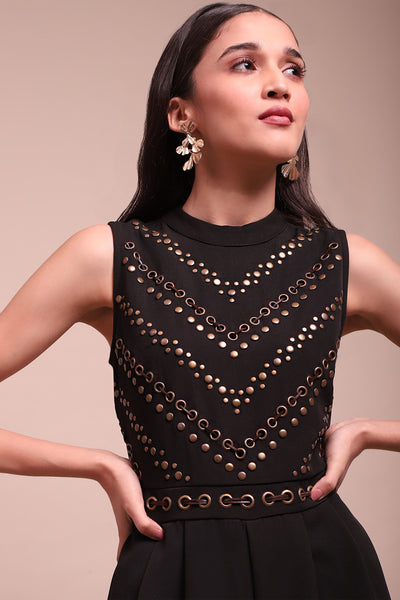 Label Ritu Kumar Black Paulina Jumpsuit indian designer wear online shopping melange singapore
